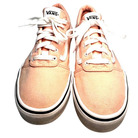 Vans Old Skool Canvas Lace-Up Sneakers Peach & White Missy US 6 Casual Shoes - Picture 1 of 6